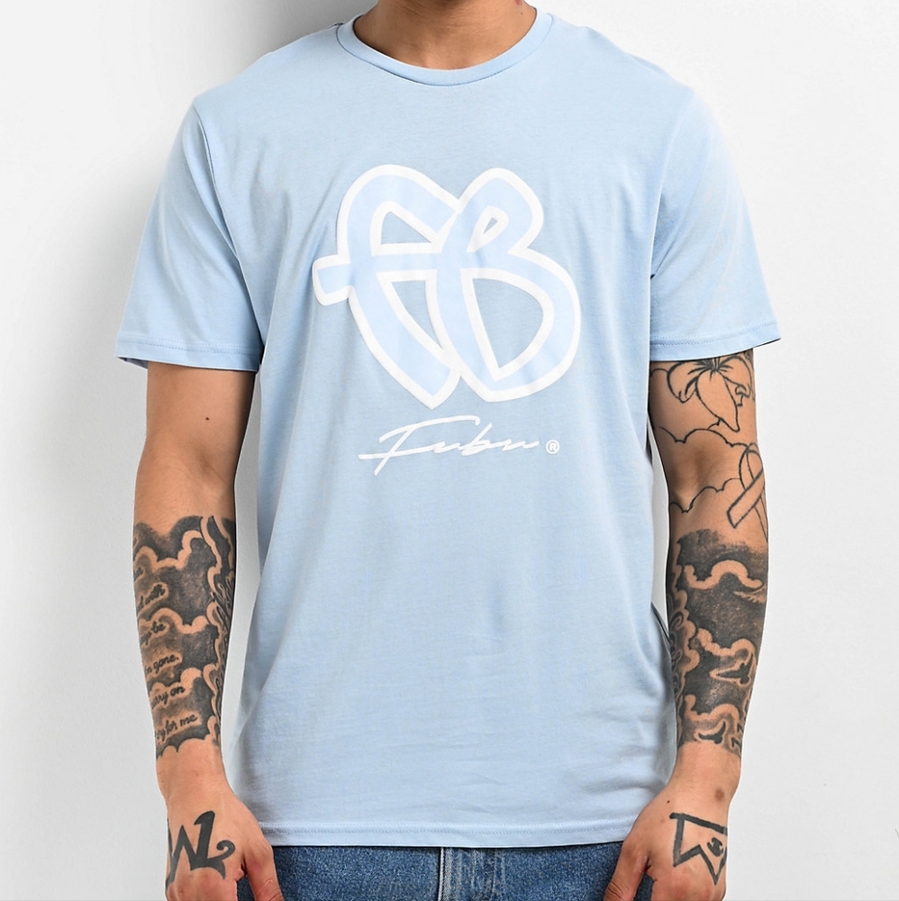 FUBU Classic Logo Cursive T-Shirt Size M - Sky